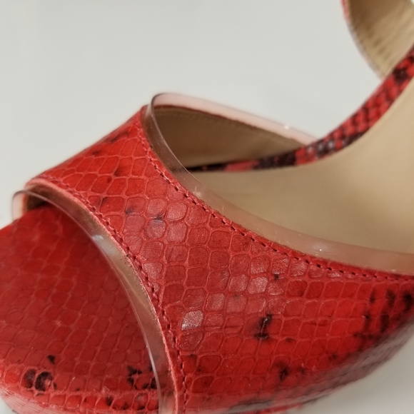 Pour La Victoire red snakeskin platform heels - Picture 7 of 12